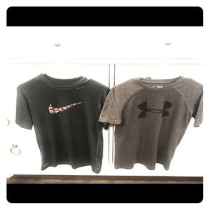 Two youth boys athletic dry fit shirts